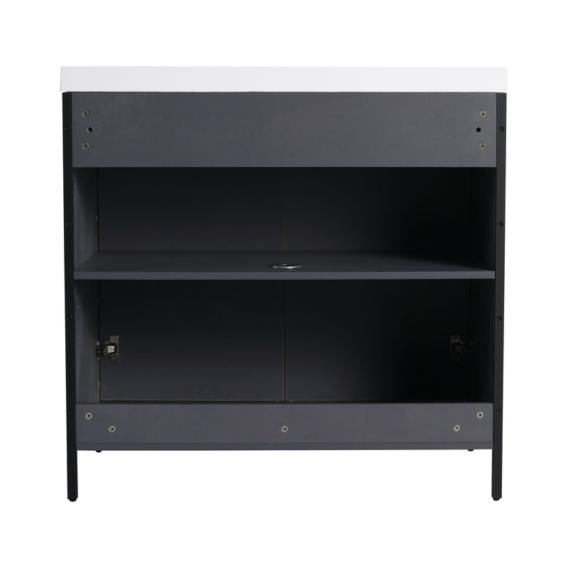 Contemporary Freestanding Bathroom Vanity With Adjustable Shelves
