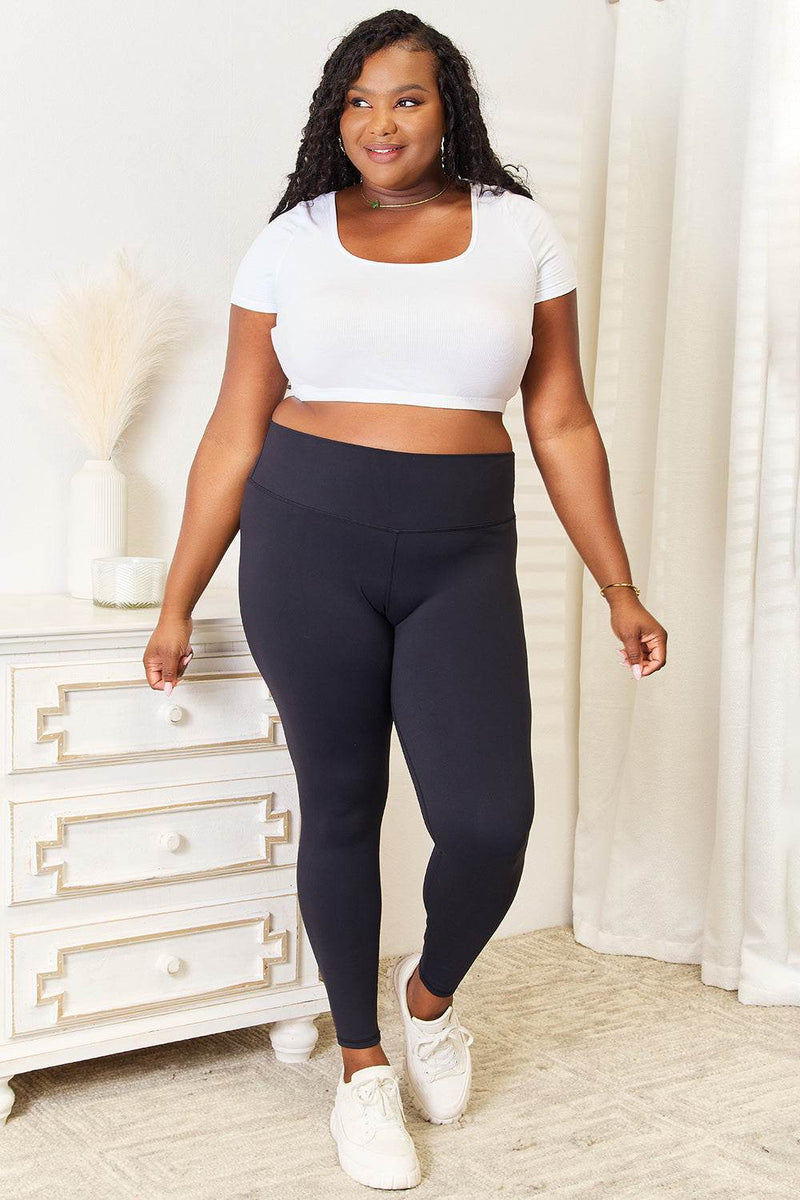 Double Take Wide Waistband Sports Leggings for Women