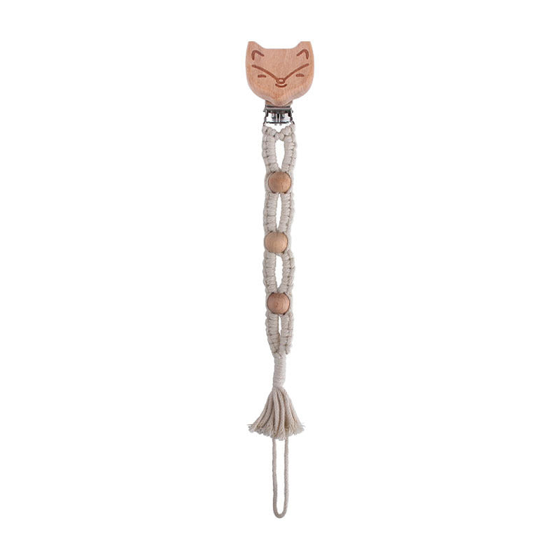 Beech Animal Anti-dropping Toy Teether Children's Hand-woven Pacifier Rope