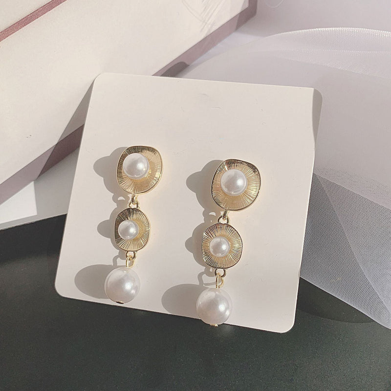 Vintage Pearl Water Drop Stud Earrings