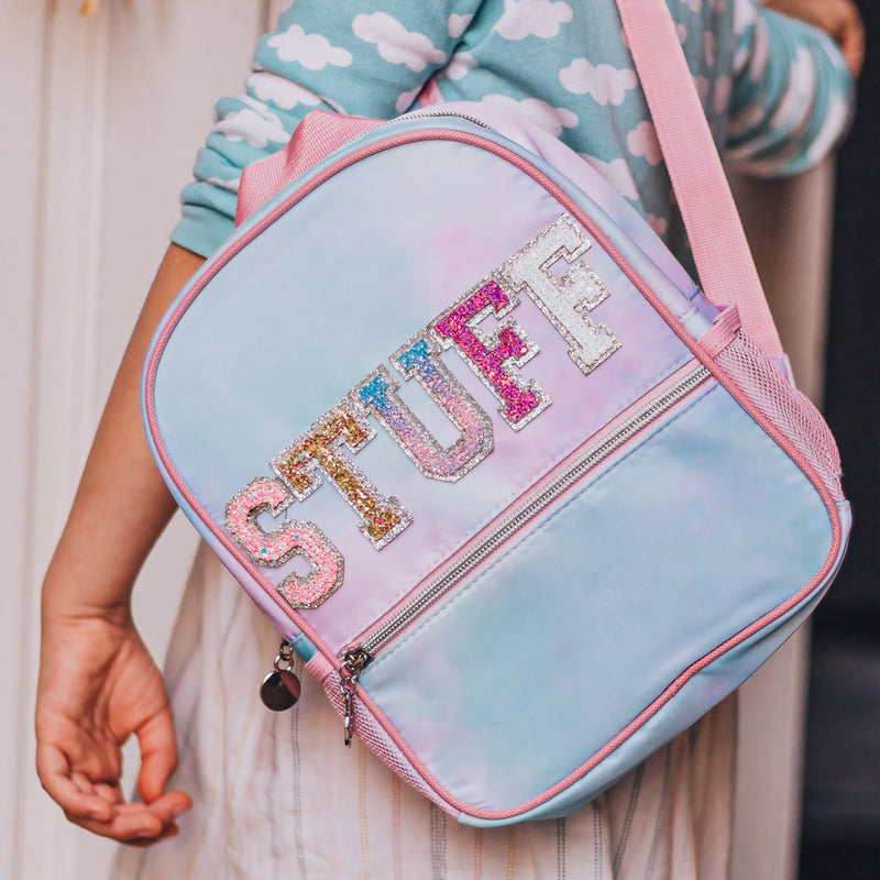 Girls Backpack with Glitter Varsity Letters - Mini Tie Dye