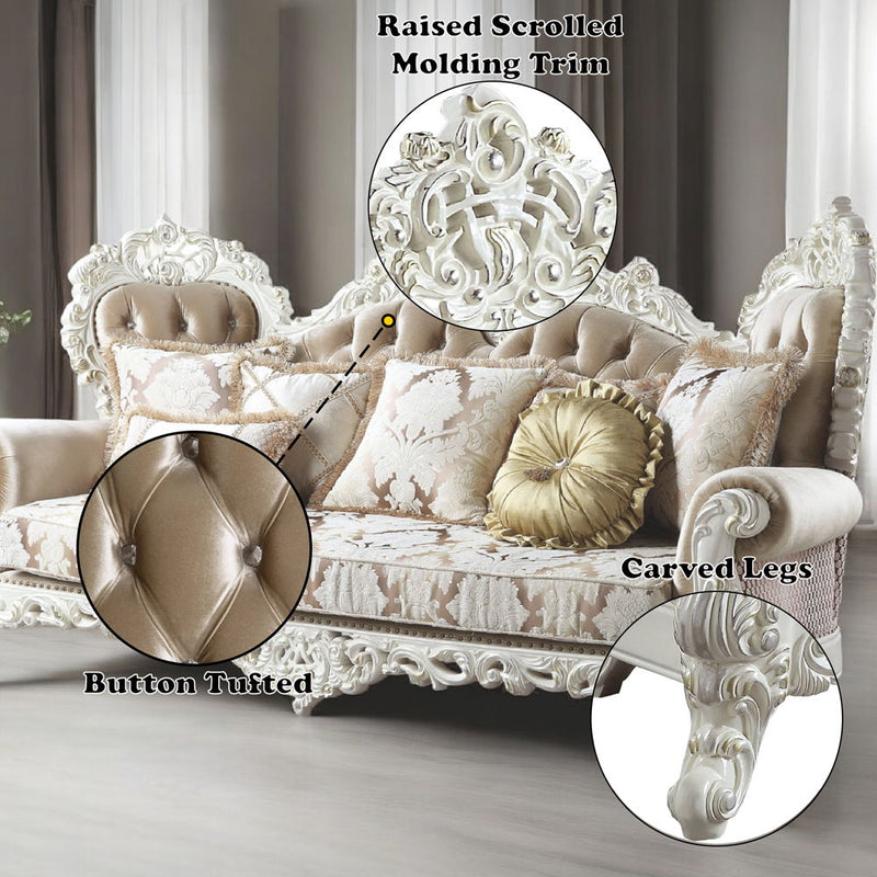 Vanaheim - Sofa With 7 Pillows - Fabric & Antique White