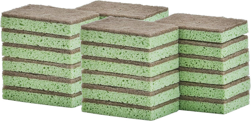 Non-Scratch Cellulose Sponge Scrub Heavy Duty Kitchen Sponges Scrubbers with Scouring Pad (24)