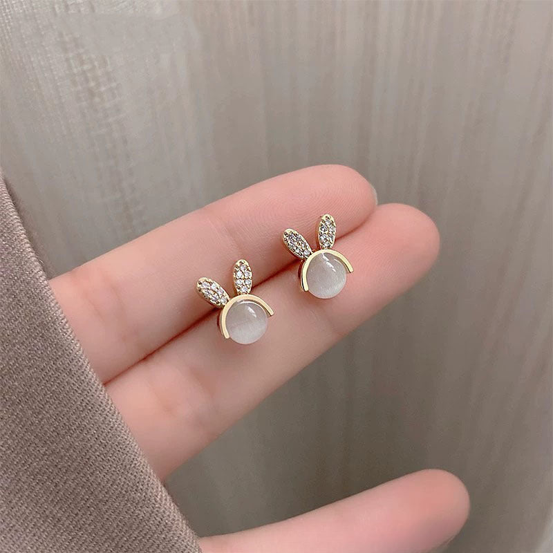 Opal Cute Rabbit Stud Earrings