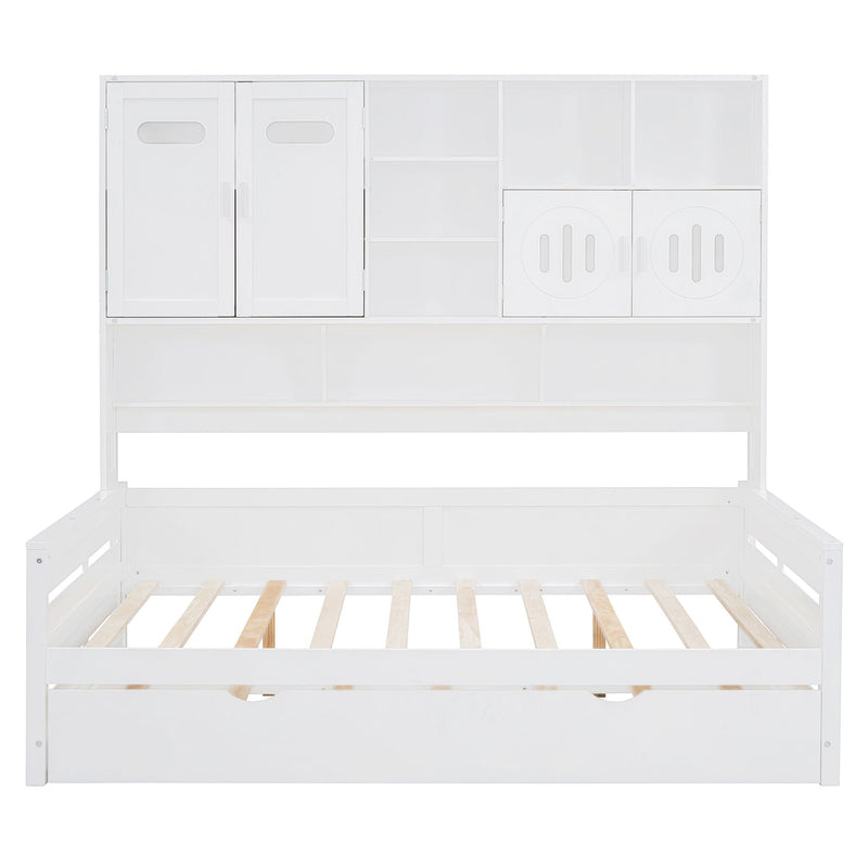 Daybed With All-In-One Cabinet And Shelf