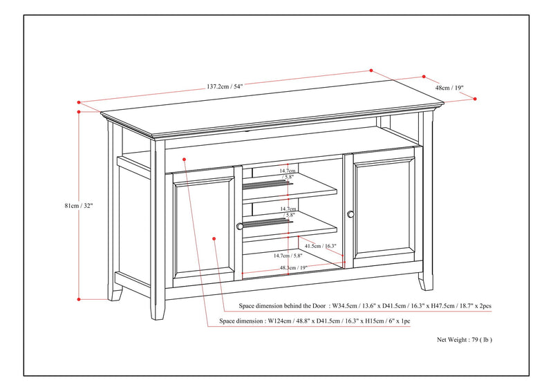 Amherst - TV Media Stand, Handcrafted