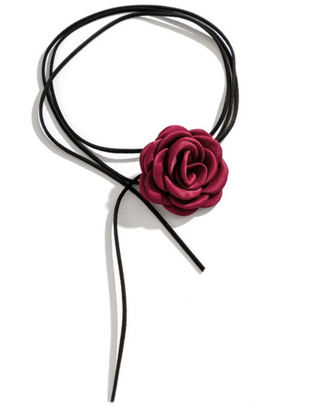 Creative Handmade Rose Flower Necklaces Long Wax Rope