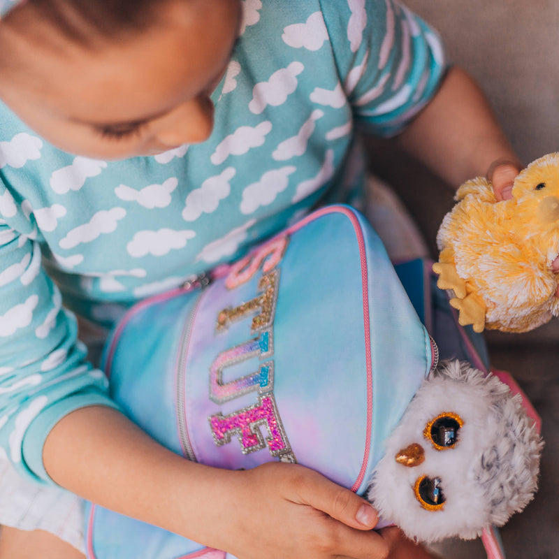 Girls Backpack with Glitter Varsity Letters - Mini Tie Dye