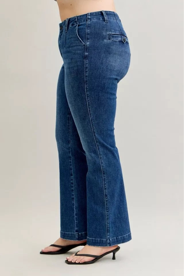 Judy Blue Full Size Mid Rise Bootcut Jeans with Welt Pockets Plus Size