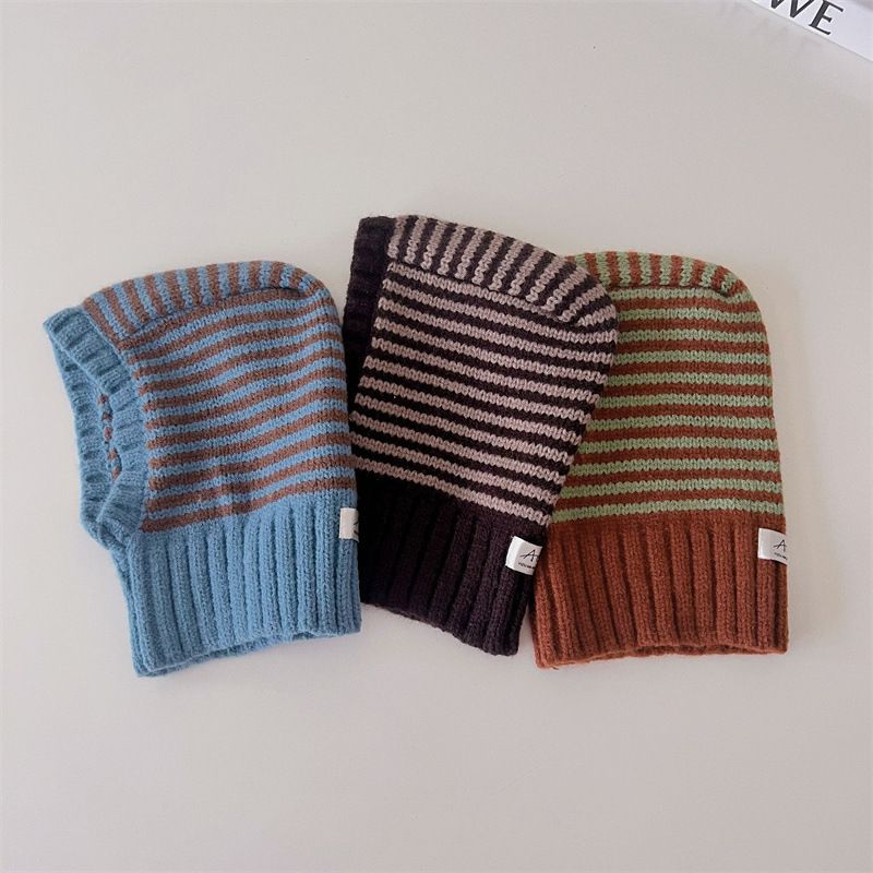 Childrens Contrast-Color Striped Knitted Hat