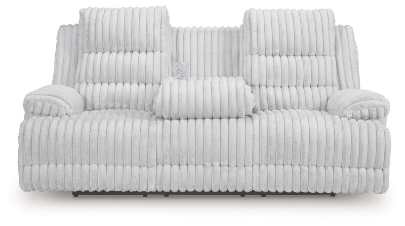 Rhines Falls - Reclining Power Sofa With Drop Down Table - Alloy