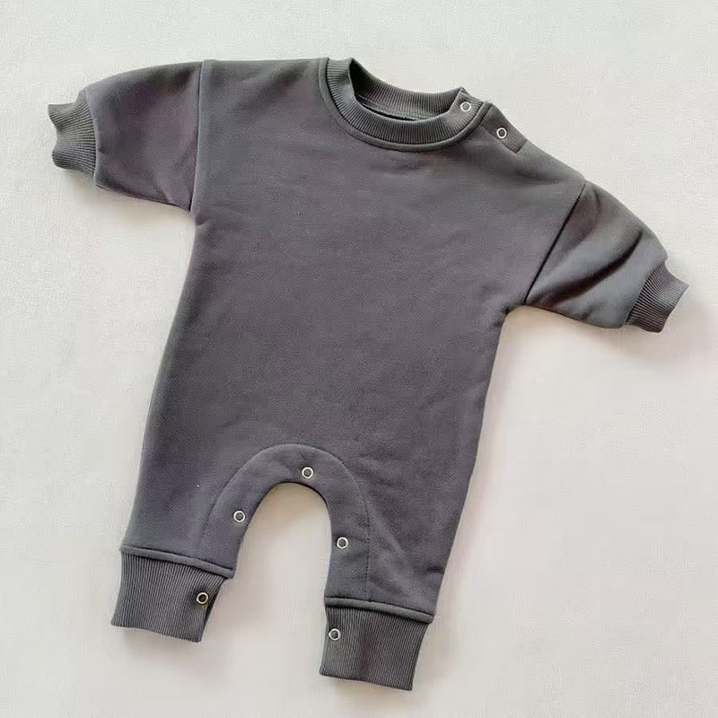 Children's Fleece Solid Color Stylish Thick Romper Jumpsuit