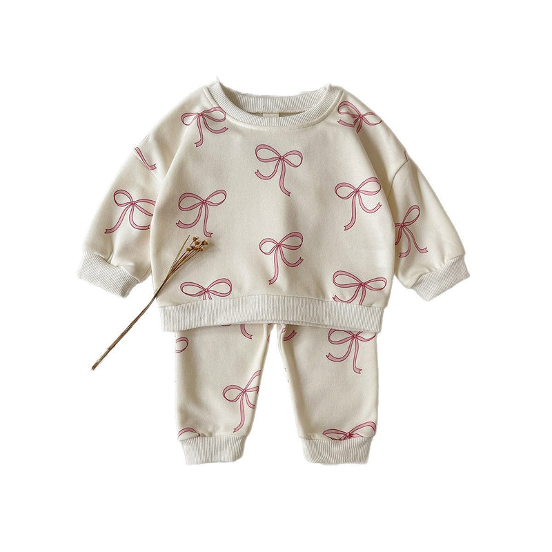 Infant And Toddler Bow-Knot Printed Two-Piece Set
