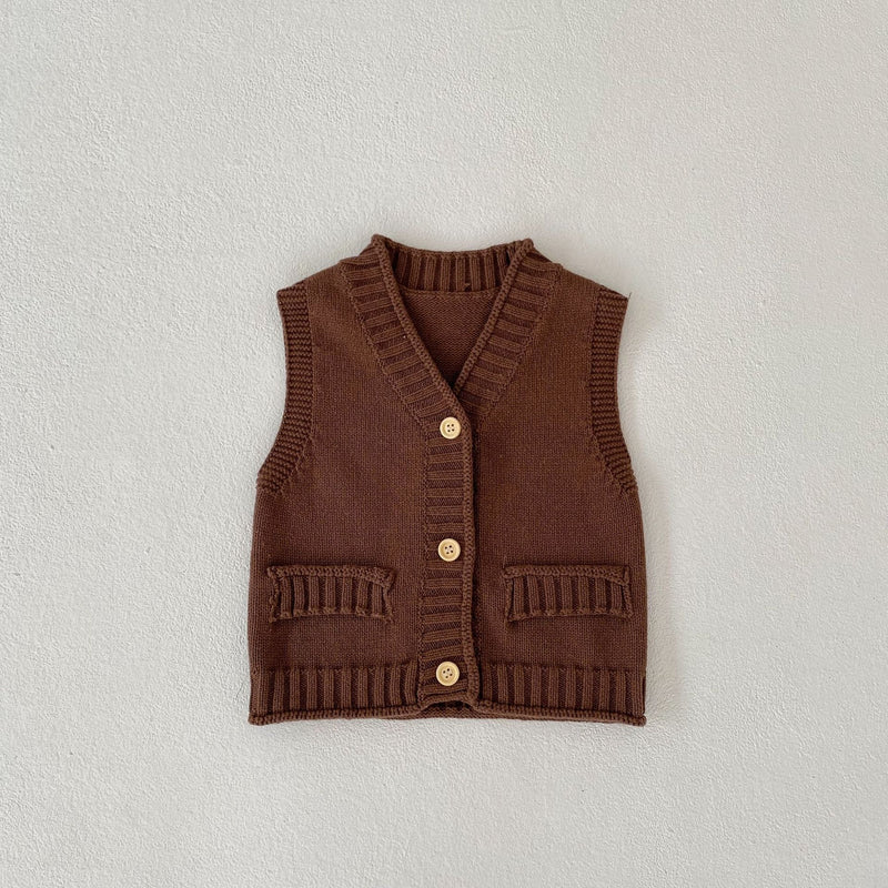 V-neck Cardigan Cotton Knit Sweater Vest Coat