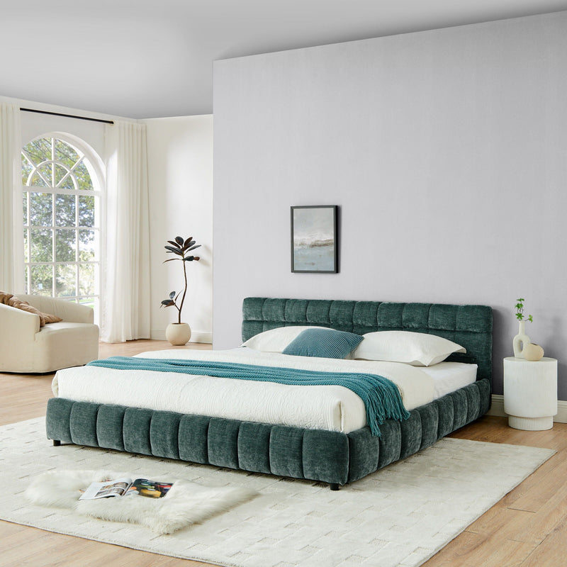 Modern Platform Bed Frame With Thick Fabric