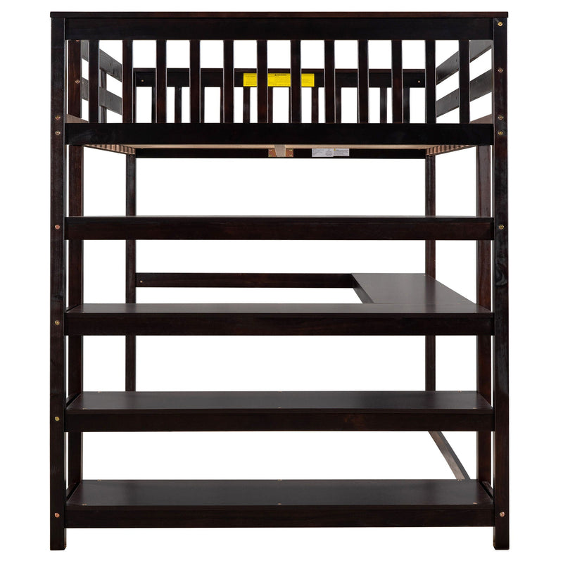 Loft Bed With Storage Shelves And Under Bed Desk