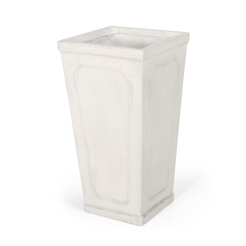 16" x 30.5" Outdoor MGO Planter with Antique White Finish