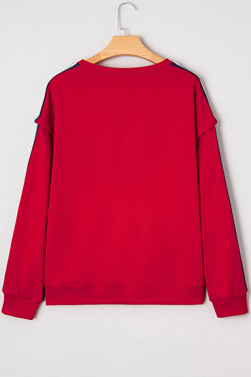 Seramya Striped Detail Varsity Sweatshirt