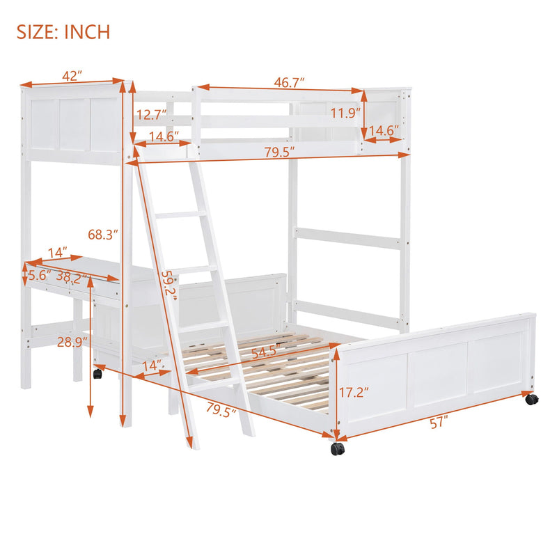 Full Over Full Bunk Bed With Desk