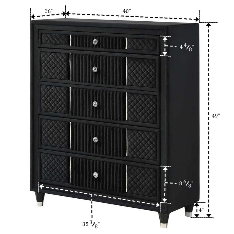 1 Piece Tall Chest Upholstery Textured - Black