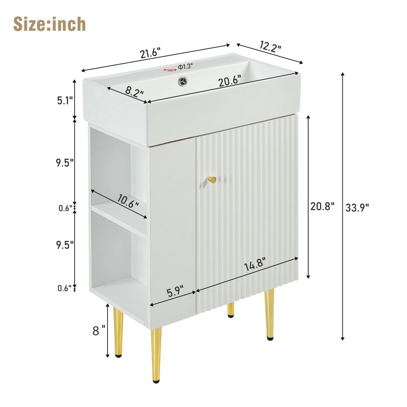 Bathroom Vanity, Combo Cabinet, Bathroom Storage Cabinet, Single Ceramic Sink