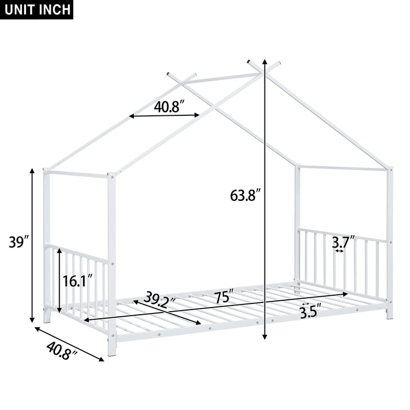 Metal House Platform Bed With Modern Design And Durable Frame