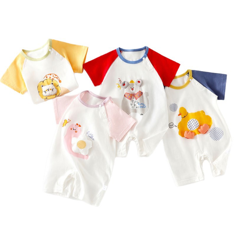 Pure Cotton Baby Short-Sleeve Onesie Seamless Romper Lightweight Air-Conditioning Bodysuit T-Shirt