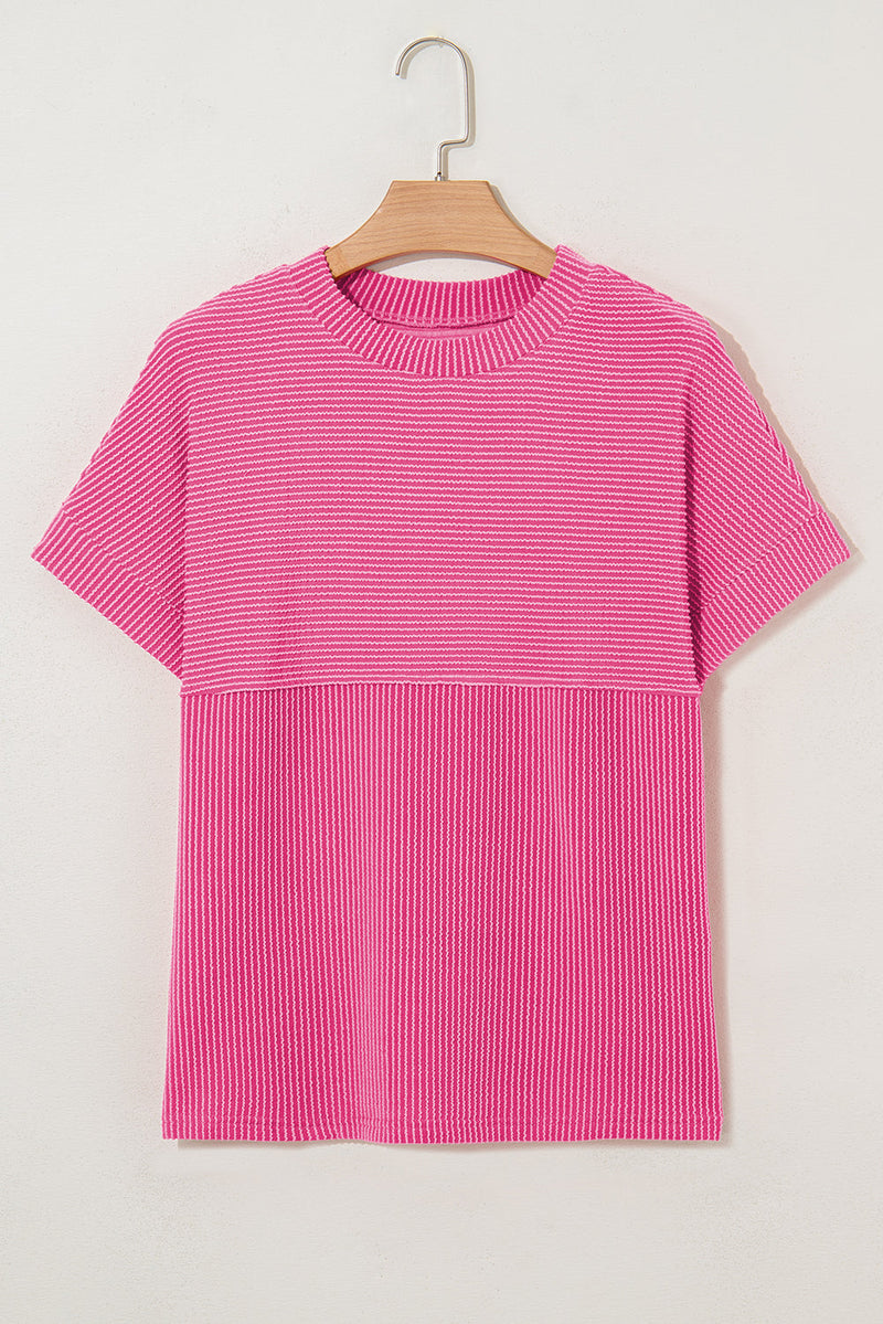 Madison Plain Corded Knit Mock Neck Top
