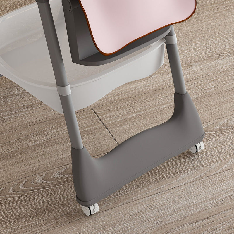 Adjustable Baby High Chair 0-6 Years, Portable Infant Feeding Seat With Safety Belt, Silent Lockable Wheels