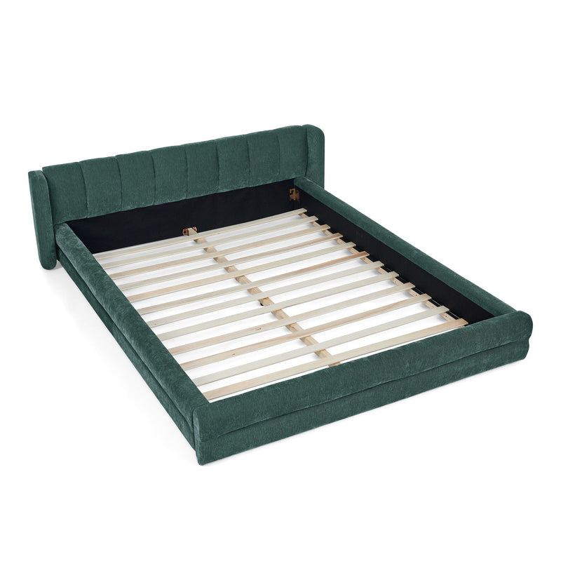 Modern Upholstered Bed Frame With Thick Fabric And Headboard