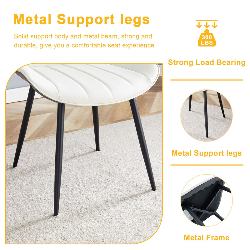Modern Minimalist Dining Chair Set, Extended Seat Cushion