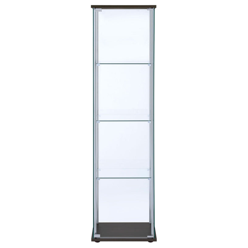 Bellatrix 3-shelf Clear Glass Curio Cabinet Cappuccino