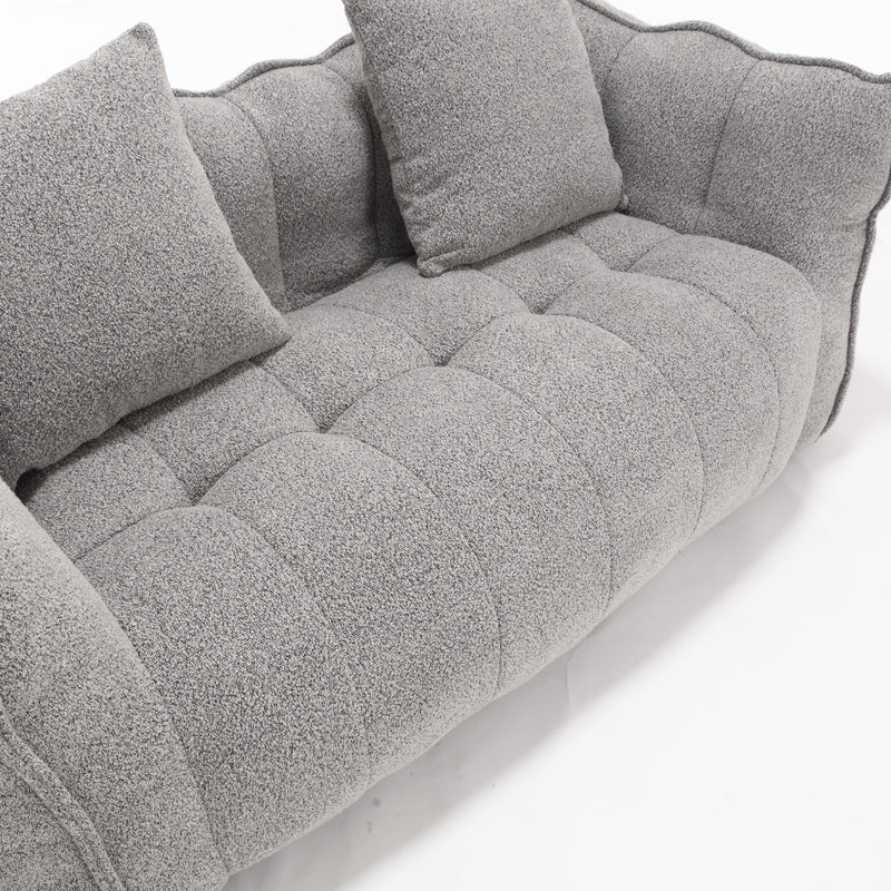 Cozy Beanbag Chair with High Resilience Foam Core for Two - Grey Chenille, 66x35x25 inches