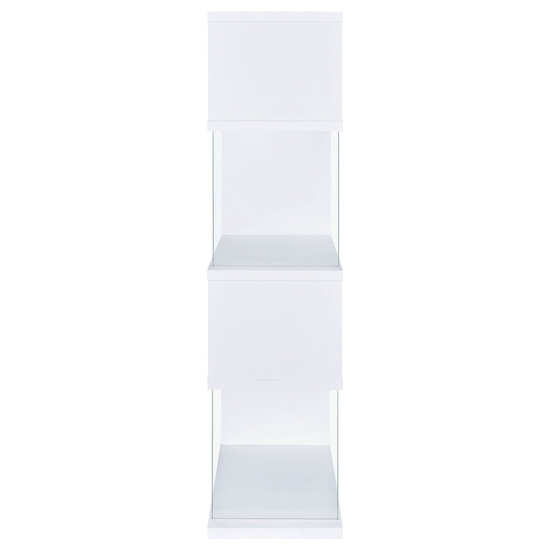 Emelle 63-inch 4-shelf Glass Panel Bookshelf White