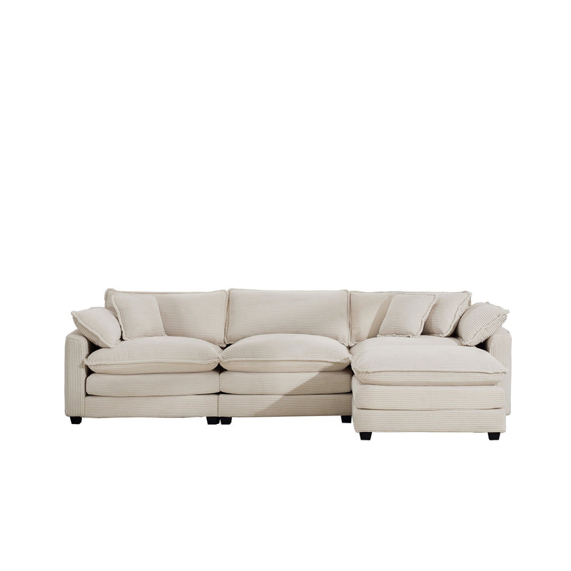 Modern Oversized Modular Cushion Sofa With Ottoman, Low Back, Deep Seating Sofa Set
