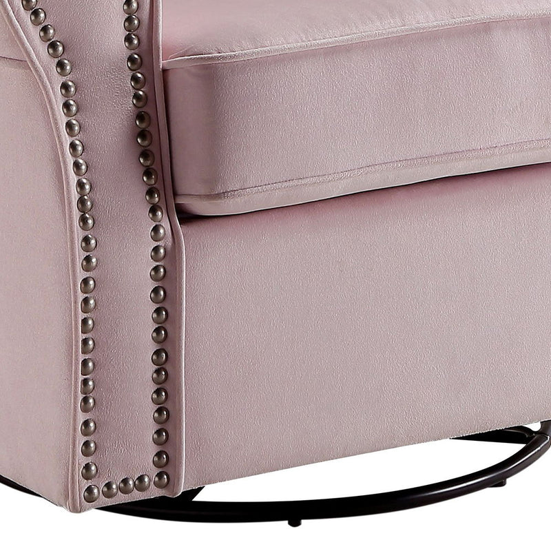 Tamaki - Swivel Chair With Glider - Pink Fabric
