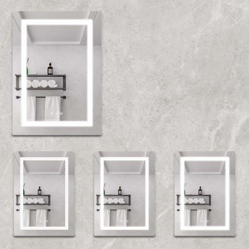 20 X 28" Bathroom Medicine Cabinet With Mirror Wall Mounted LED Bathroom Mirror Cabinet With Lights, Anti-Fog, Waterproof, Dimmable, 3000K~6000K, Single Door, Touch Swich, Storage Shelves - Silver