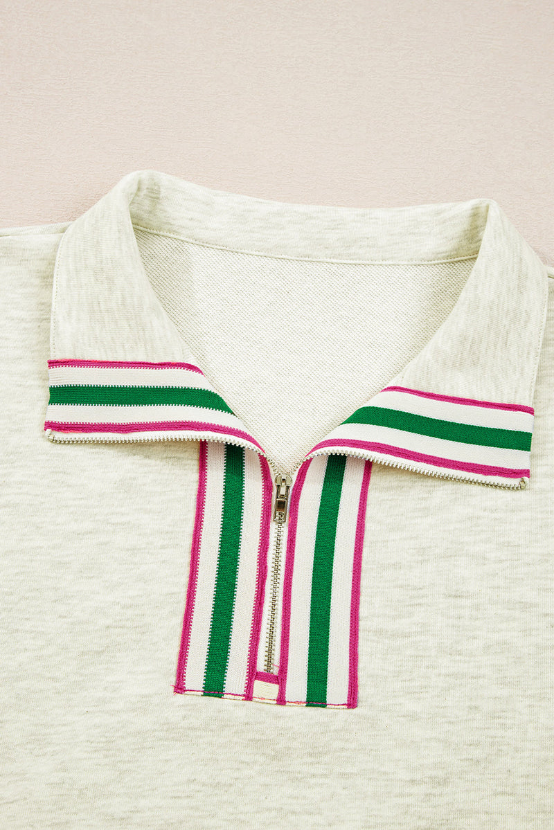 Felitina Patchwork Zip Collar Pullover