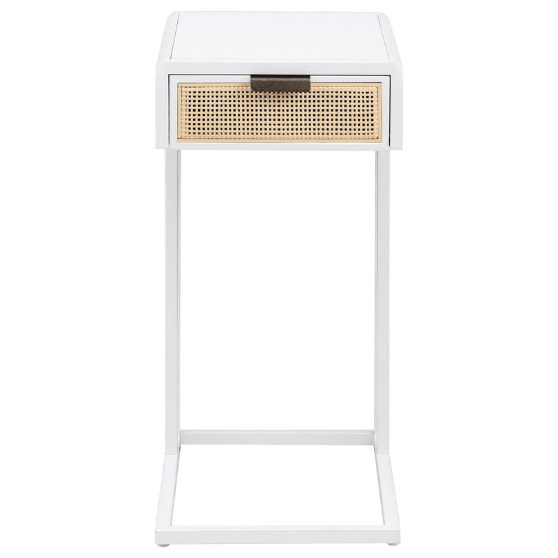 Amherst 1-drawer Radio Weave Cane Metal Side Table White