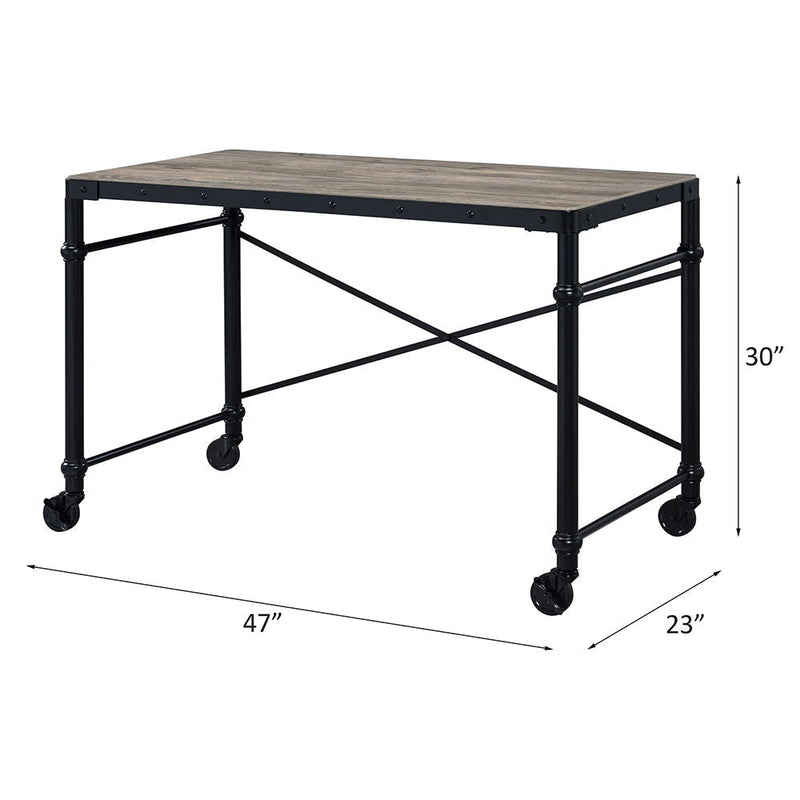 Oklarth - Writing Desk - Rustic Oak & Black
