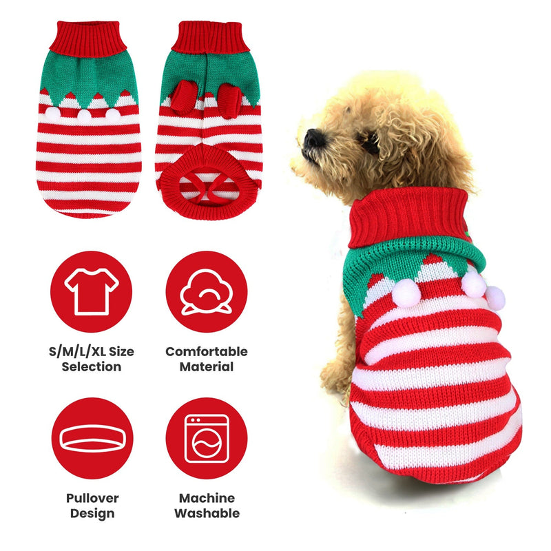 Pet Christmas Turtleneck Sweater Dog Cat Christmas Clothes Snowman Stripes Costume Winter Holiday Sweater for Small Medium Kitten Puppy Cats Dogs