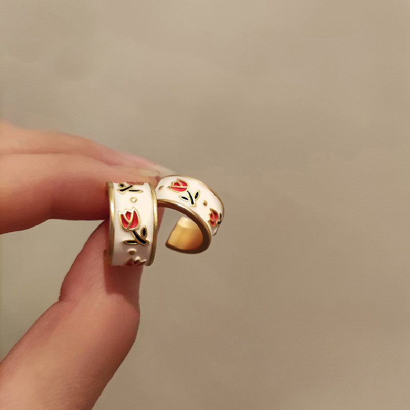 Enamel Tulip Flower Earrings