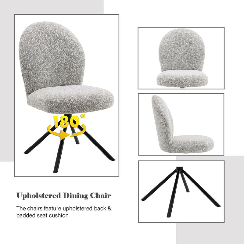 Lawton - Side Chair With Swivel (Set of 2) - Gray Boucle & Black