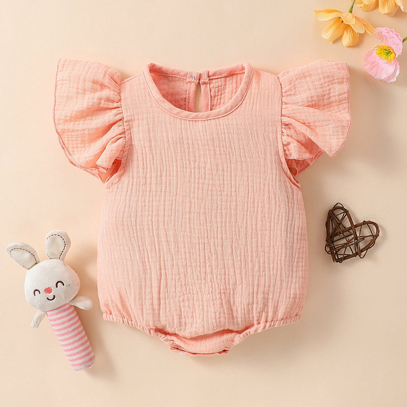 Multi-color Flutter-Sleeve Baby Romper For Infants And Toddlers