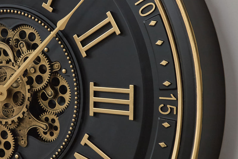 Dairton - Wall Clock - Black / Gold Finish