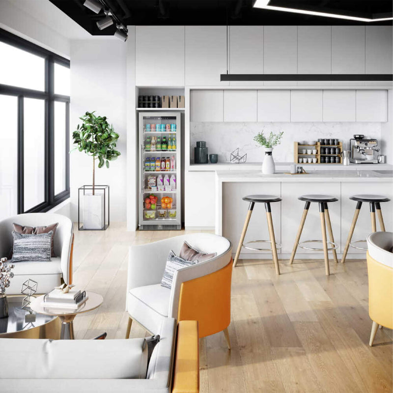 Edgestar 10.1 Cubic Feet Commercial Beverage Merchandiser With Temperature Alarm and Reversible Door, 22" [VBM101SS] (SAK45983)