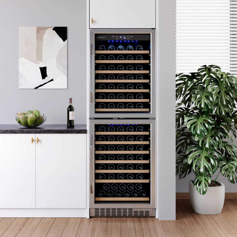 Edgestar 142 Bottle Built-In Dual Zone Double Door Wine Cooler With Door Lock, 24" [CWR1553DD] (SAK30742)