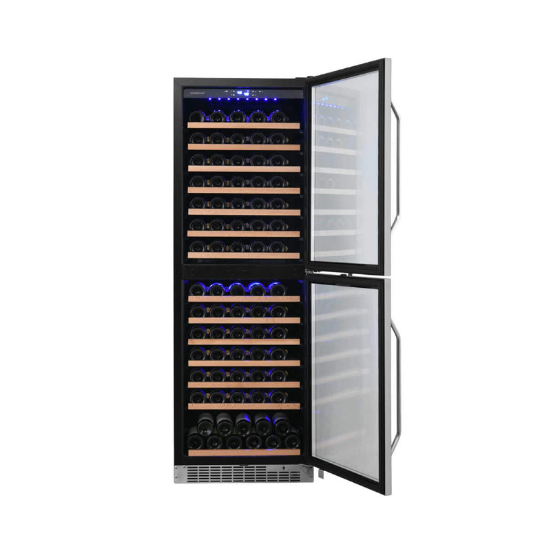 Edgestar 142 Bottle Built-In Dual Zone Double Door Wine Cooler With Door Lock, 24" [CWR1553DD] (SAK30742)