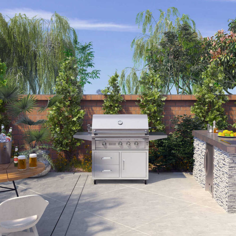 Edgestar 89K BTU 42" Wide Natural Gas Freestanding Grill Cart With Rotisserie And Lighted Knobs (SAK56935)