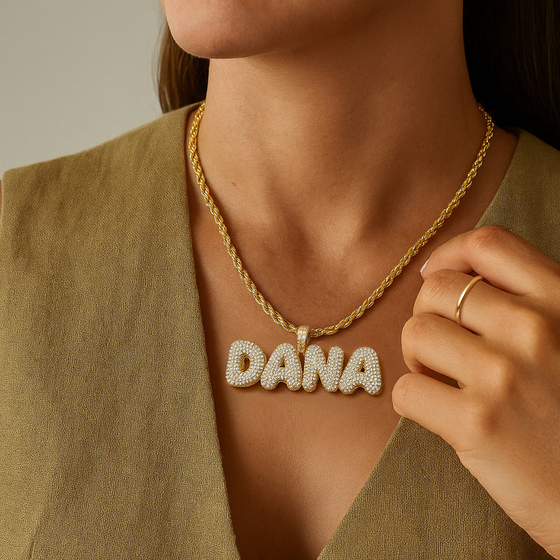 Iced Puff Name Necklace